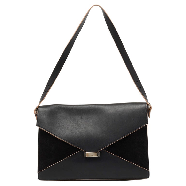 Celine Black Suede and Leather Diamond Clutch For Sale at 1stDibs