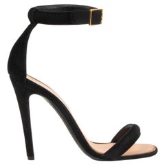CELINE black suede Ankle Strap Sandals Shoes 37