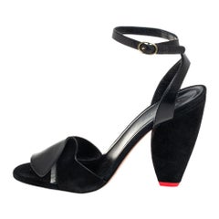 Celine Black Suede Cone Heel Sandals Size 39.5