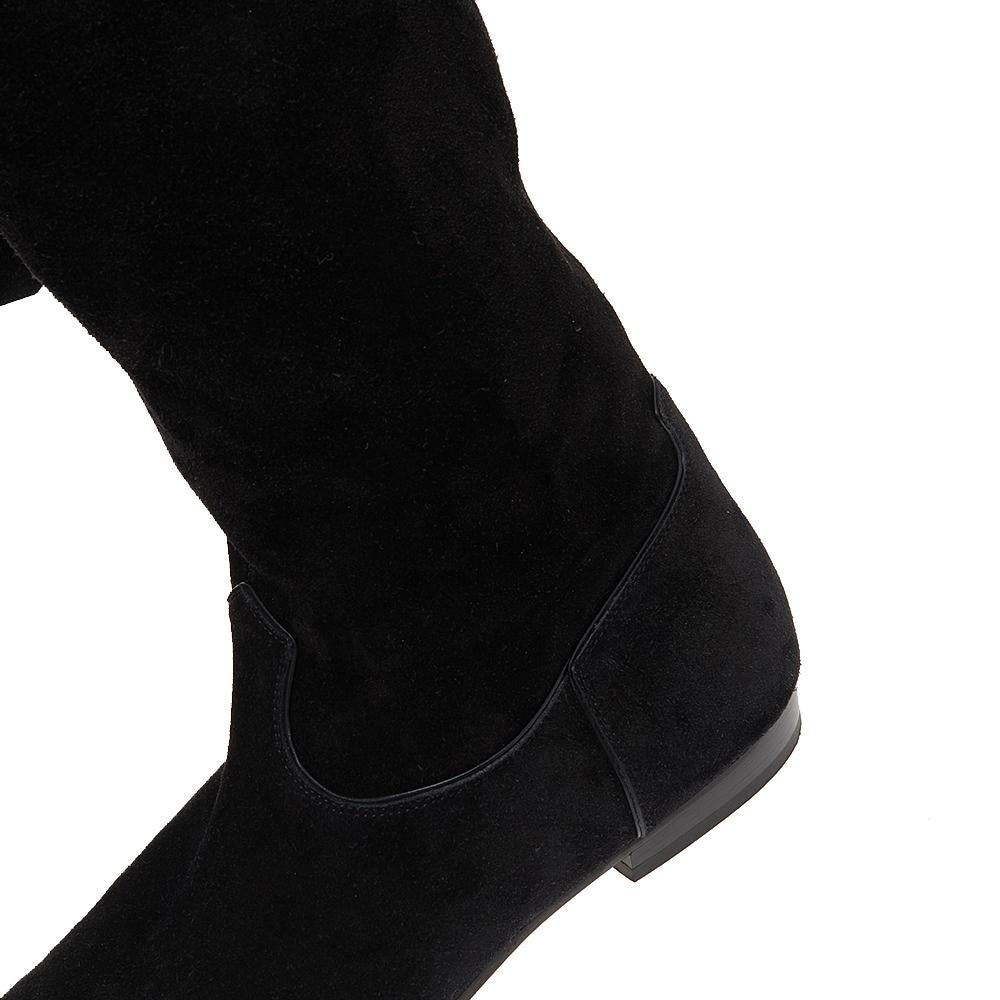 Celine Black Suede Fringe Thigh High Boots Size 39 1