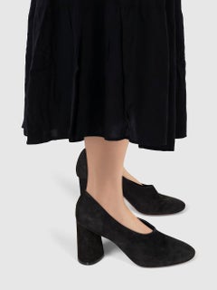 Céline Black Suede High Neck Pumps Size IT 37.5