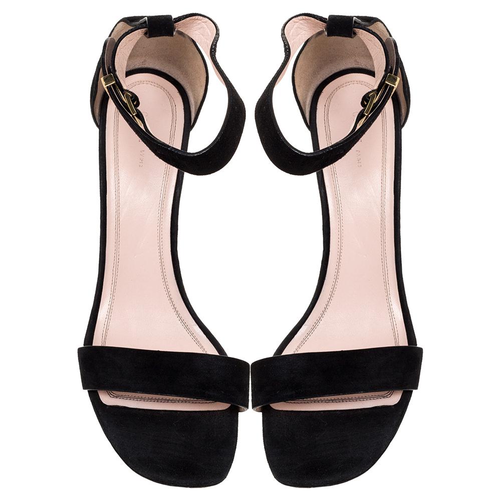 Celine Black Suede Iconic Ankle Strap Sandals Size 39 In Fair Condition In Dubai, Al Qouz 2