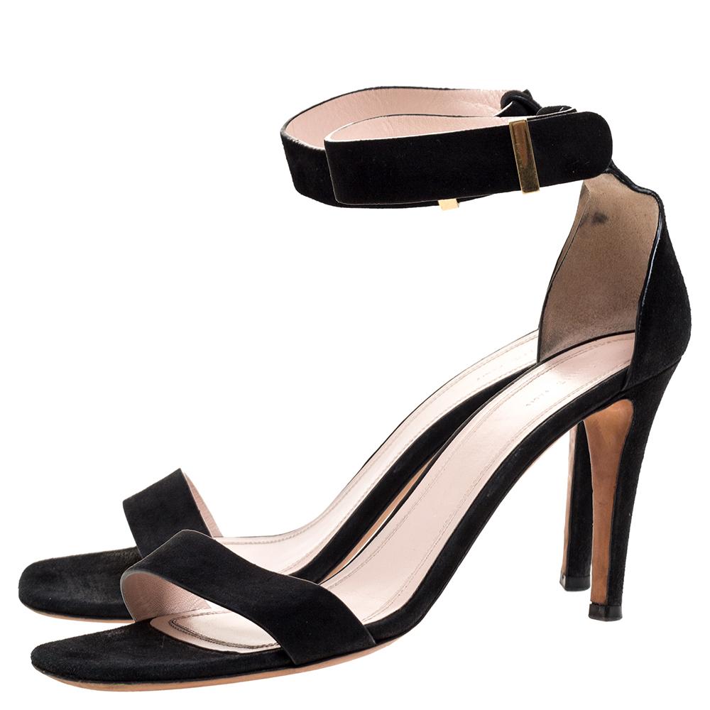 Celine Black Suede Iconic Ankle Strap Sandals Size 39 1