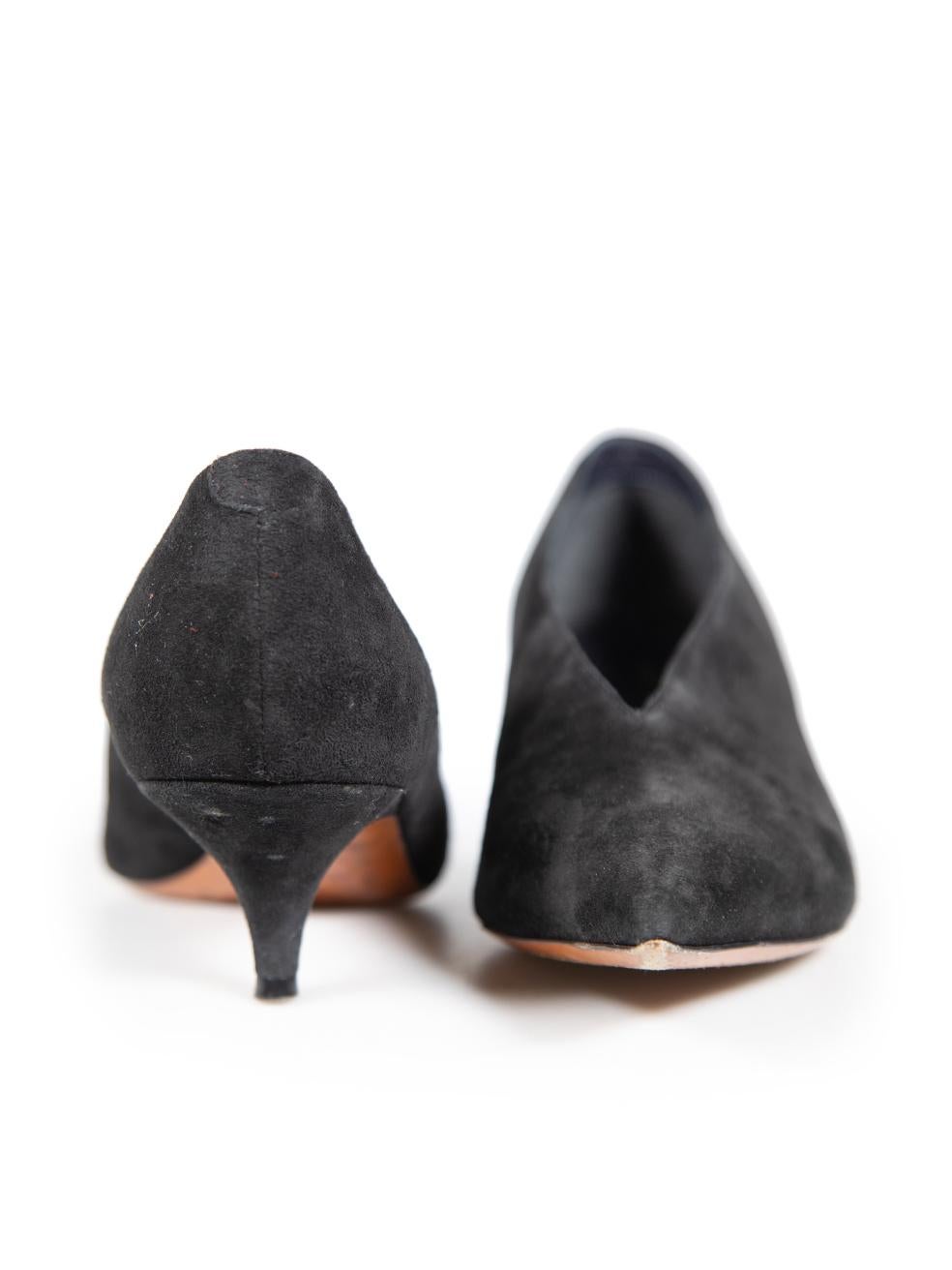 Céline Black Suede Kitten Heel Pumps Size IT 35.5 In Good Condition In London, GB