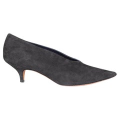 Céline Black Suede Kitten Heel Pumps Size IT 35.5