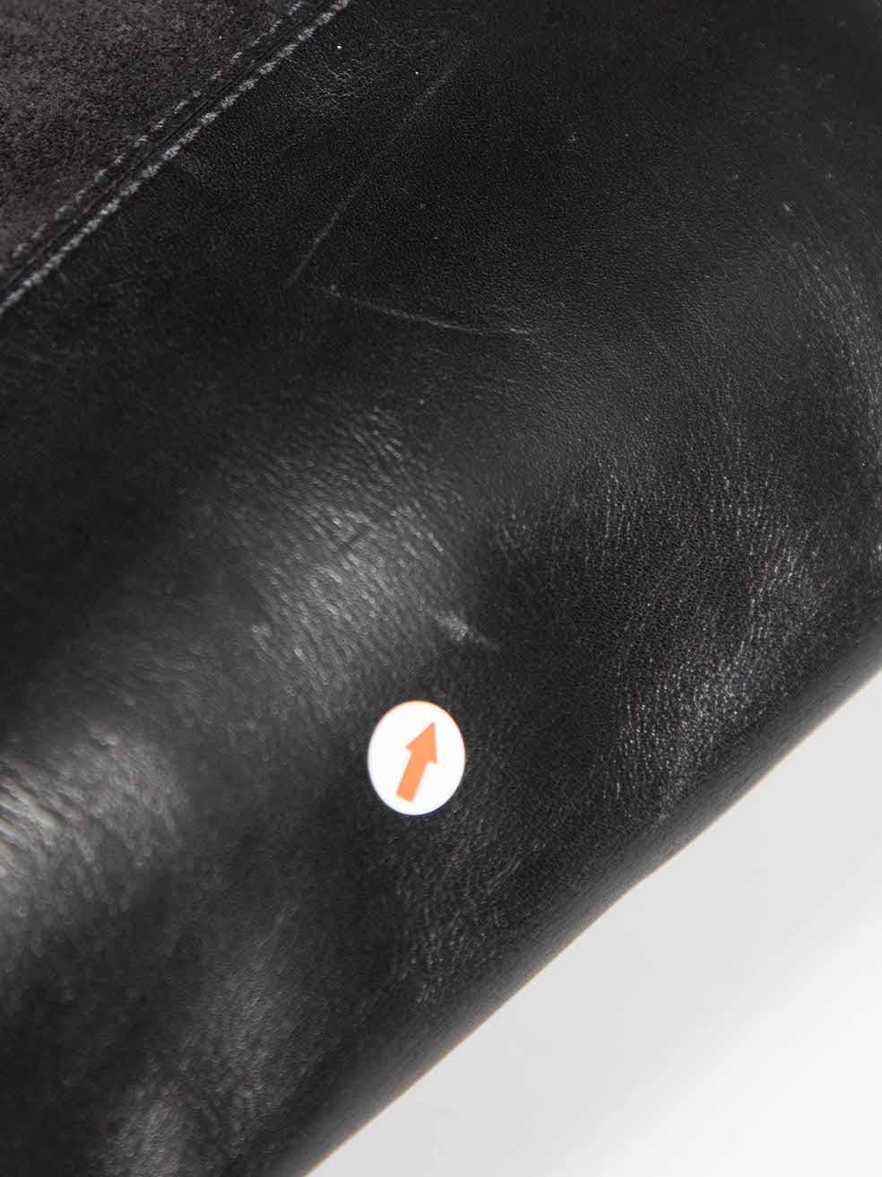 Céline - Bottes à talons compensés en daim et cuir noir - Taille IT 37.5 en vente 2