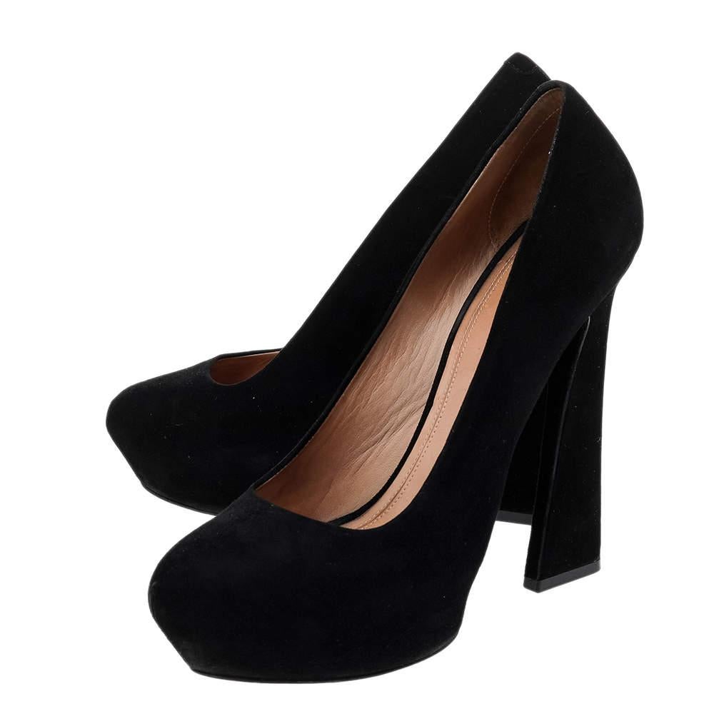 Women's Celine Black Suede Platform Pumps Size 38