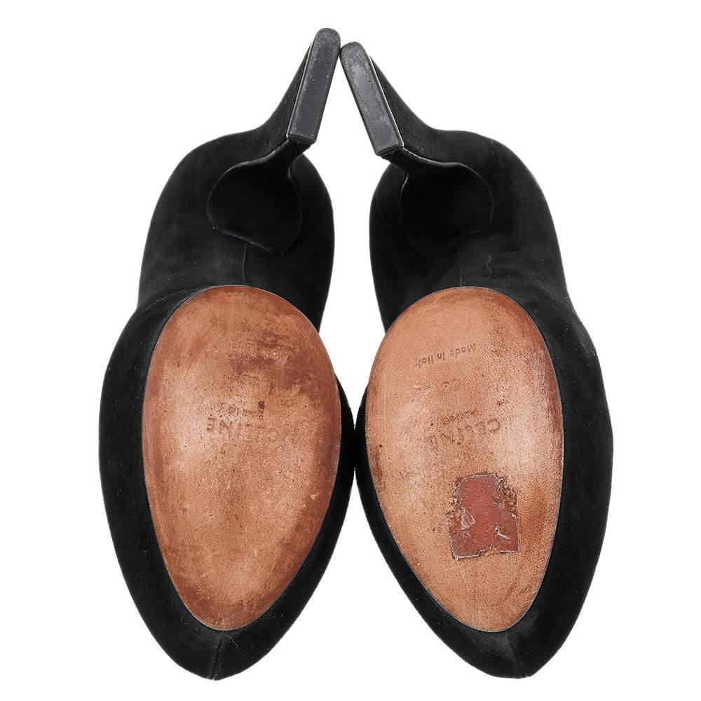 Celine Black Suede Platform Pumps Size 38 2