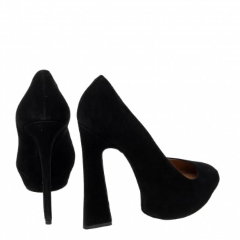 Escarpins à plateforme en daim noir de Celine Taille 38 en vente 1