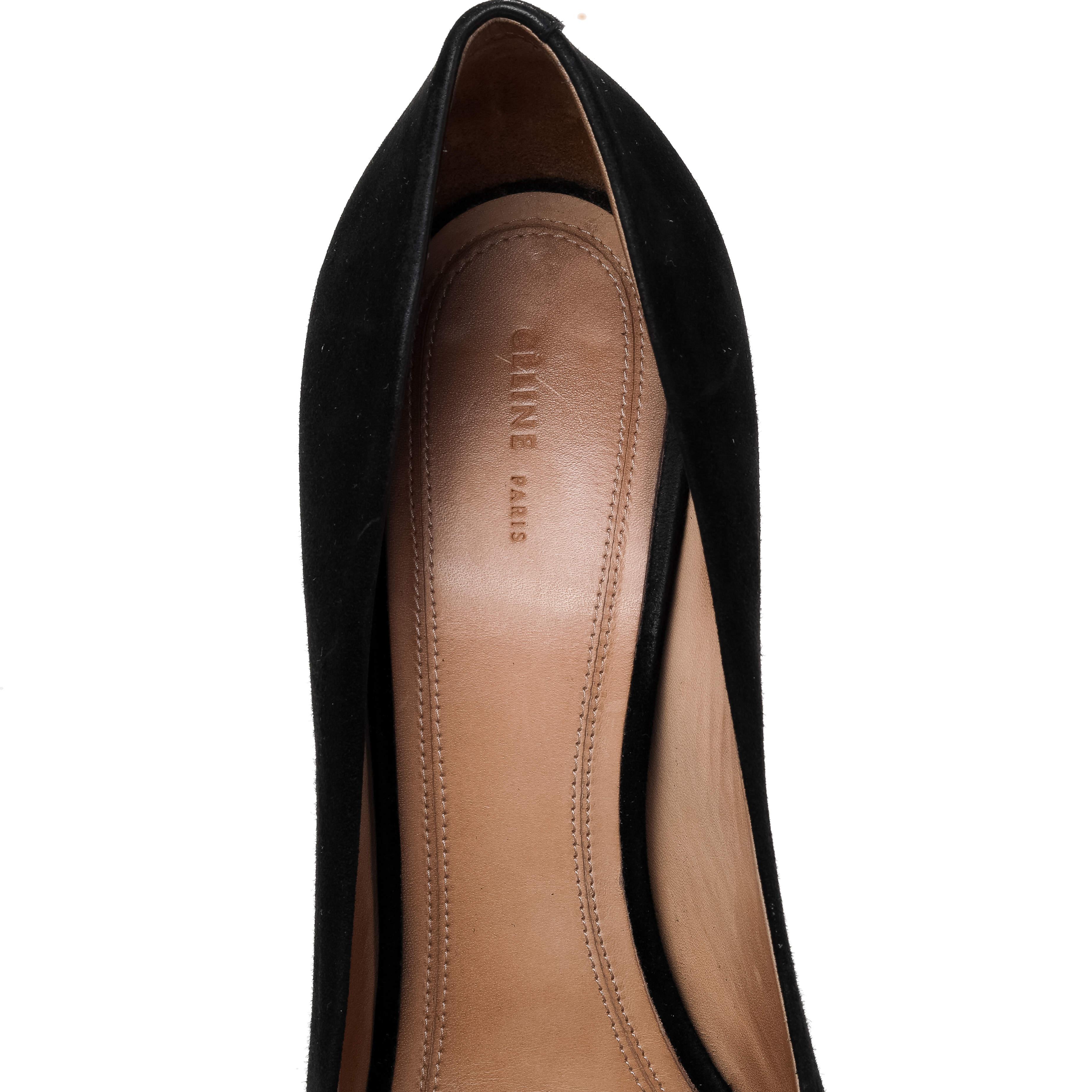 Celine Black Suede Platform Pumps Size 38 3