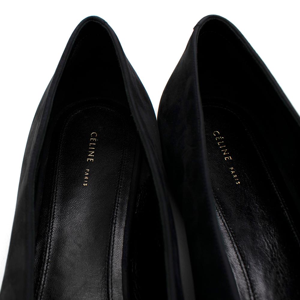 Women's Celine Black Suede V-Neck Pointed Flats - Size EU 40 For Sale