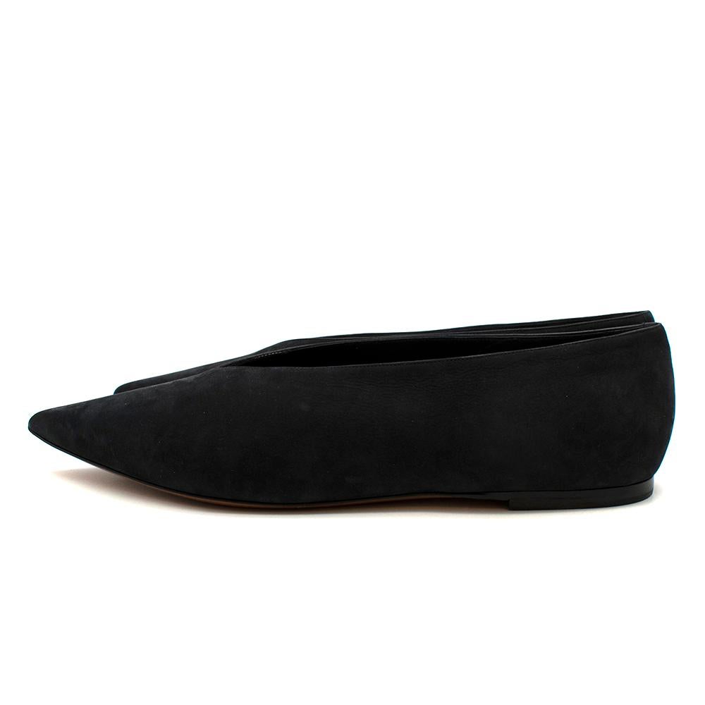 Celine Black Suede V-Neck Pointed Flats - Size EU 40 For Sale 2