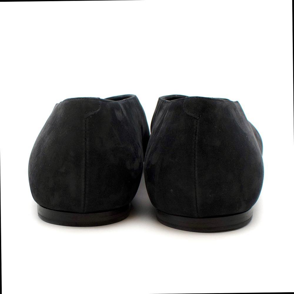 Celine Black Suede V-Neck Pointed Flats - Size EU 40 For Sale 3