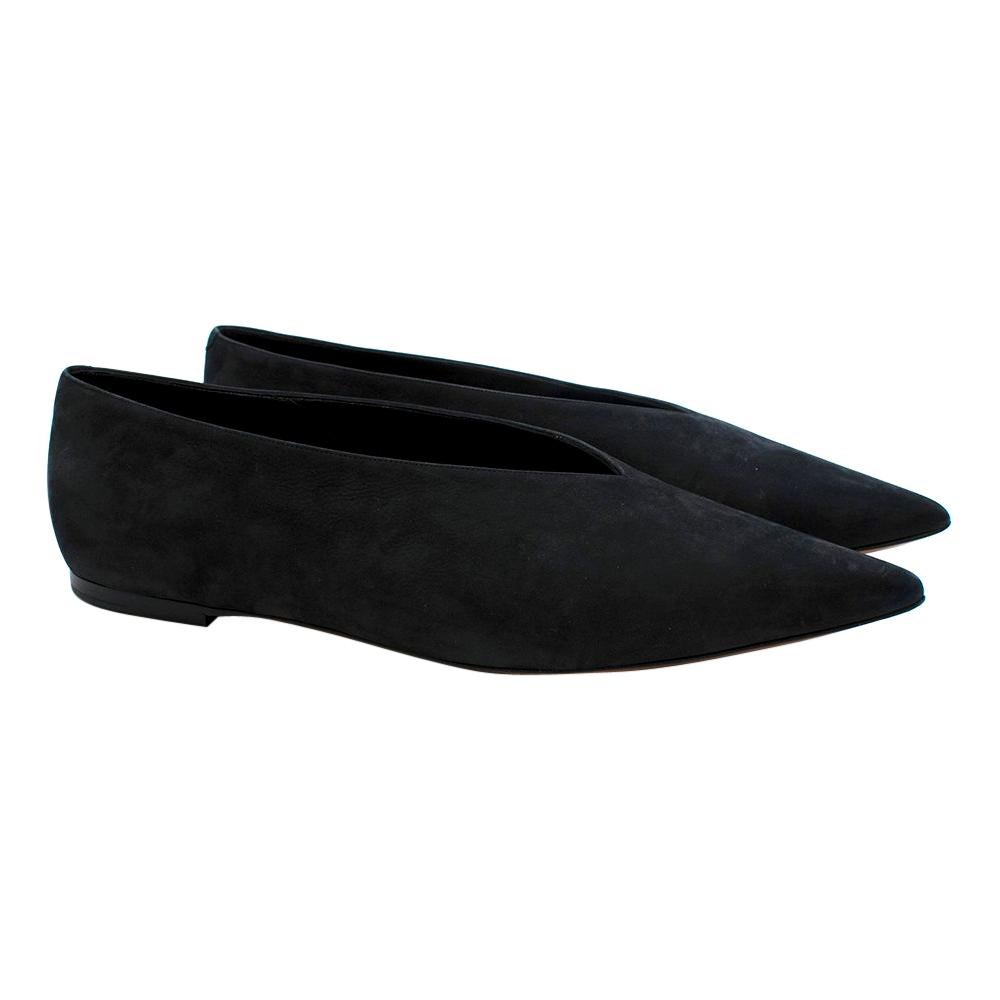 Celine Black Suede V-Neck Pointed Flats - Size EU 40 For Sale