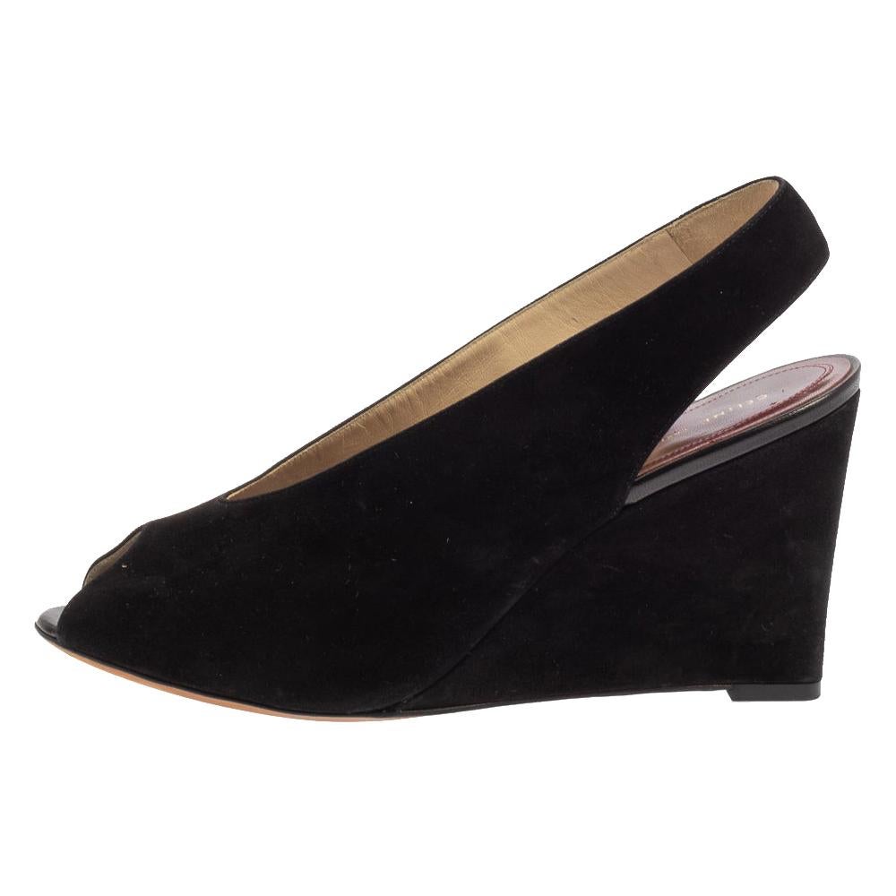 black suede wedge sandals