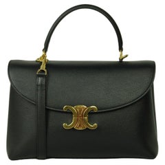 Celine Black Supple Calfskin Leather Medium Nino Bag w/ Strap