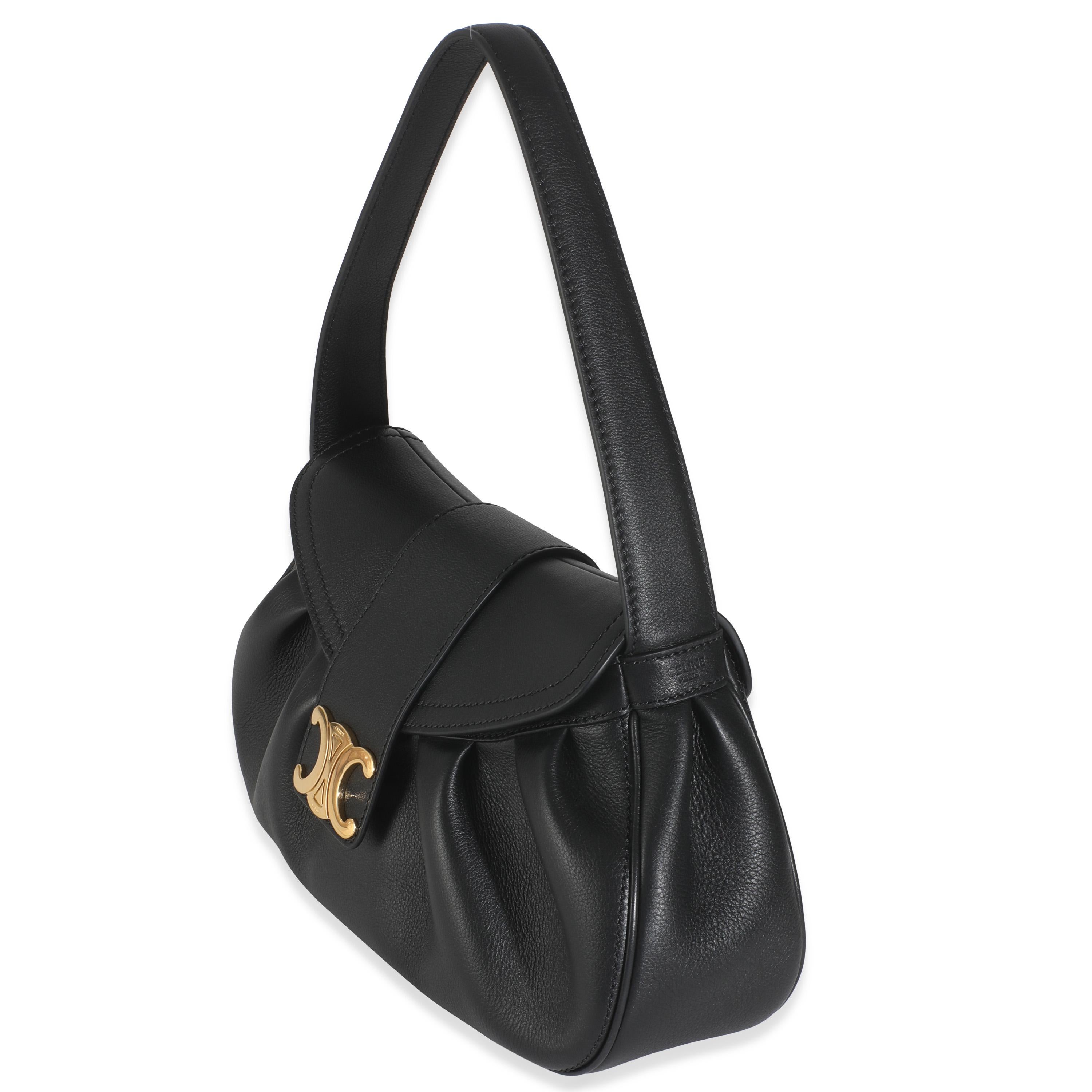 Celine Black Supple Calfskin Medium Polly Bag In Excellent Condition For Sale In New York, NY