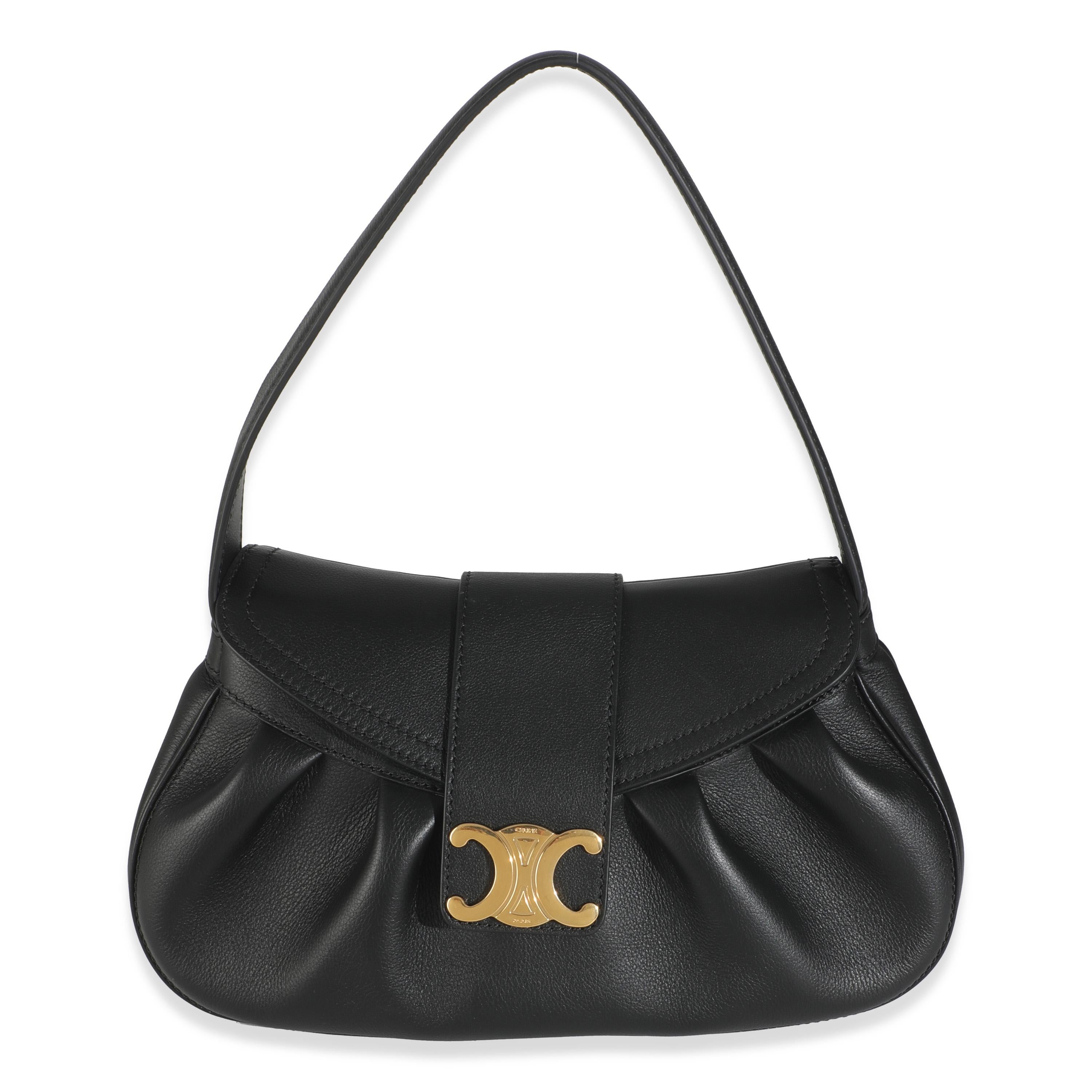 Women's or Men's Celine Black Supple Calfskin Medium Polly Bag For Sale