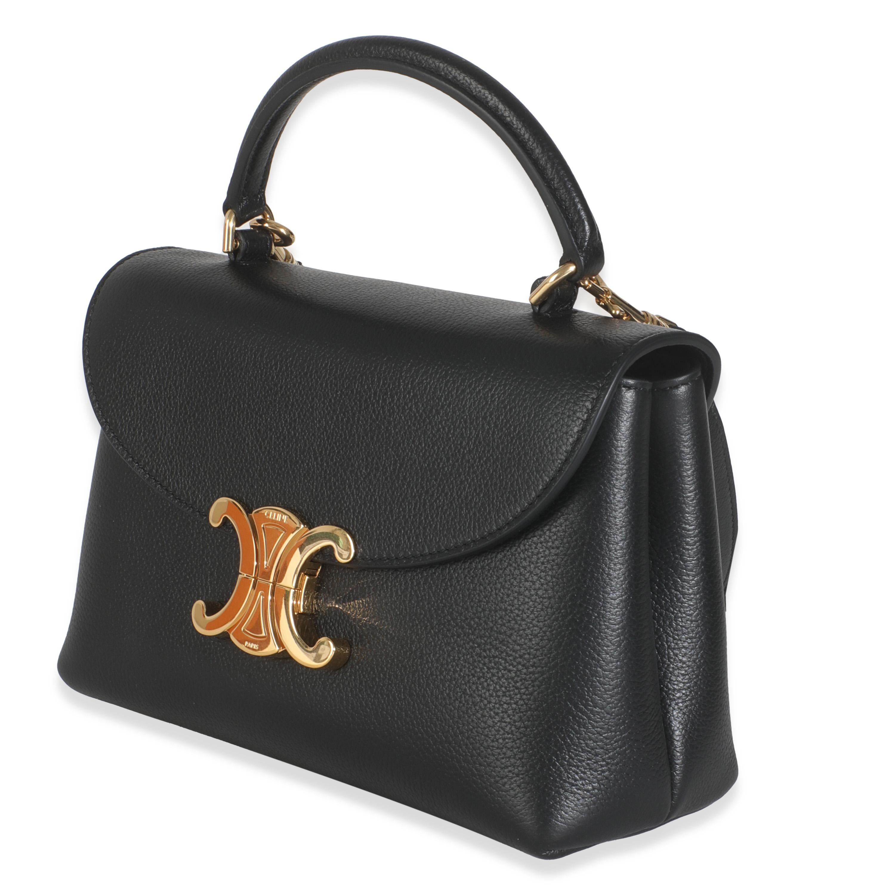 Celine Schwarzes geschmeidiges Kalbsleder Teen Nino Top Handle Bag für Damen oder Herren im Angebot