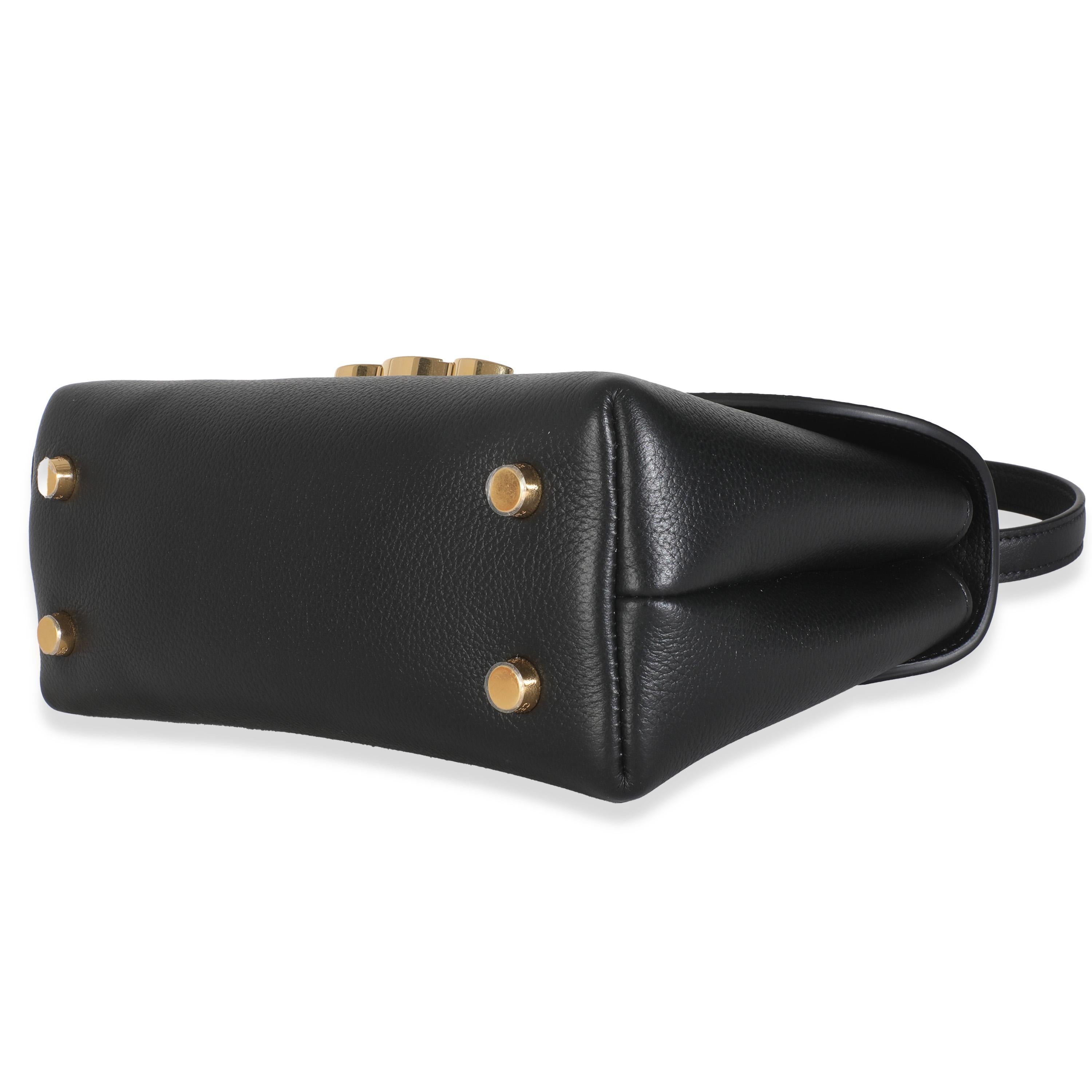 Celine Schwarzes geschmeidiges Kalbsleder Teen Nino Top Handle Bag im Angebot 1