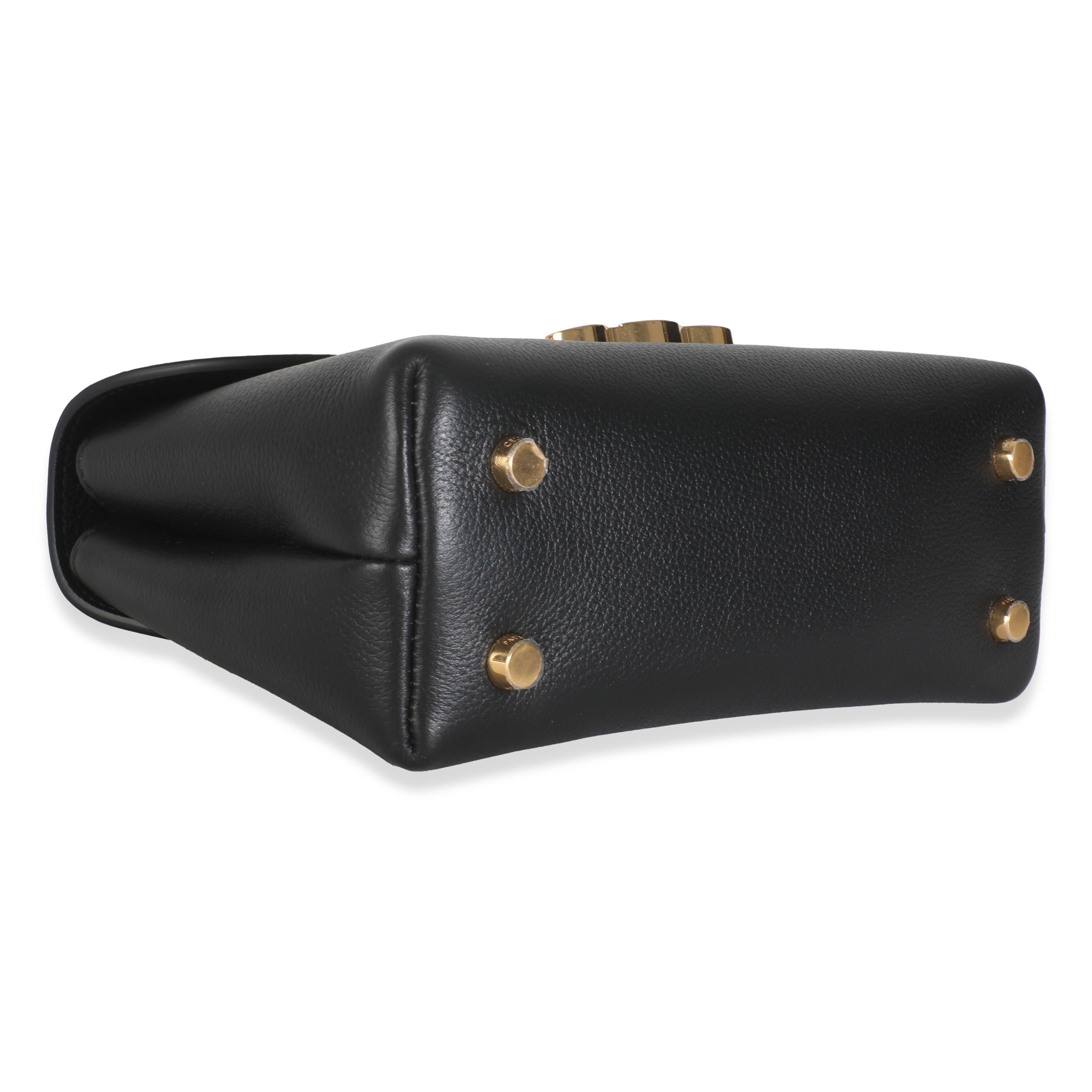 Celine Schwarzes geschmeidiges Kalbsleder Teen Nino Top Handle Bag im Angebot 3