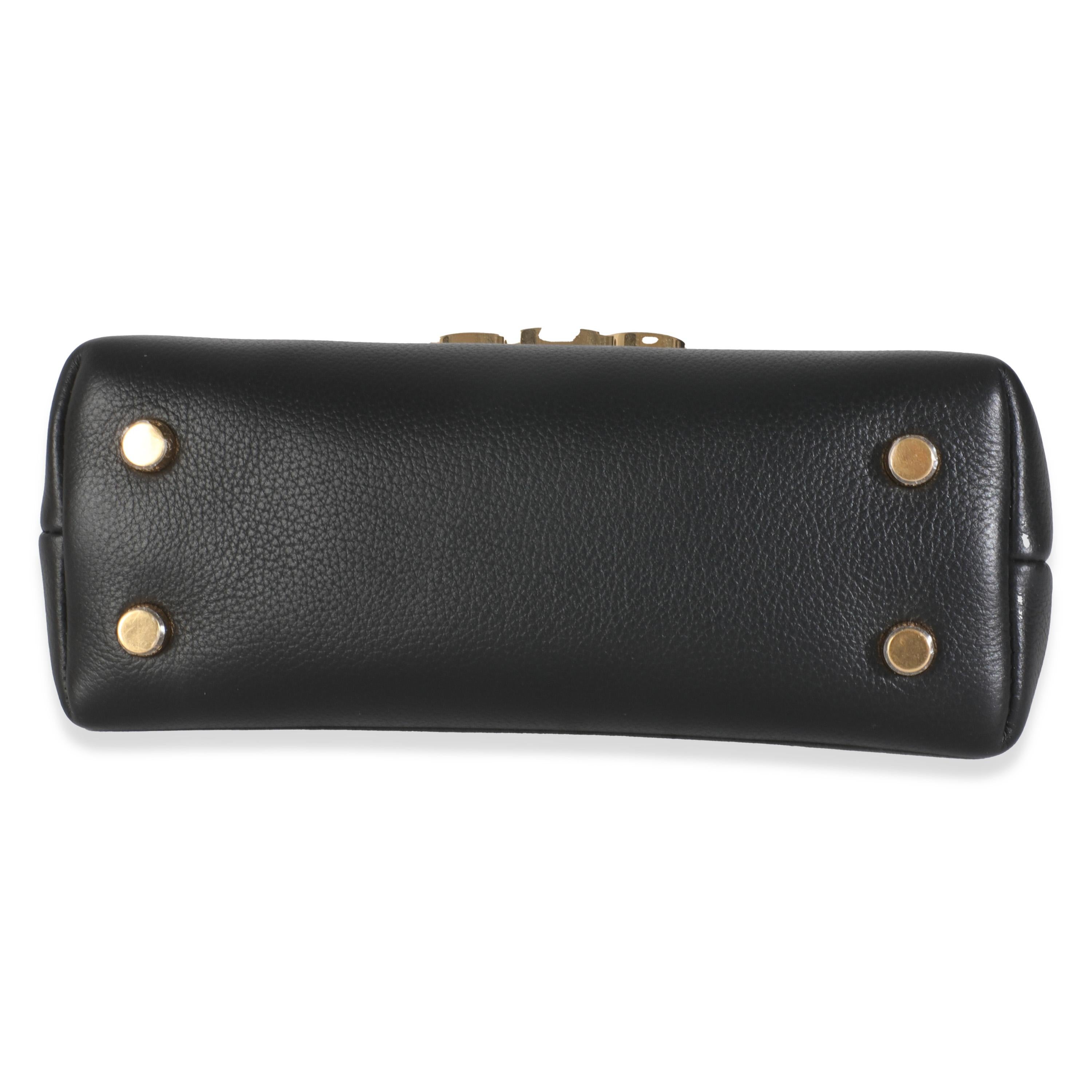 Celine Schwarzes geschmeidiges Kalbsleder Teen Nino Top Handle Bag im Angebot 4