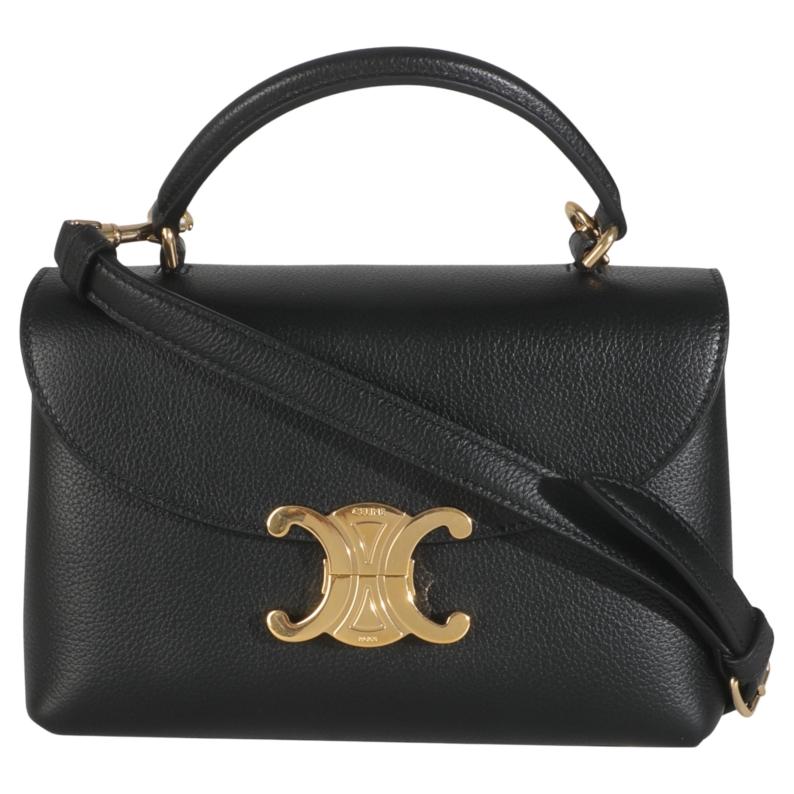 Celine Schwarzes geschmeidiges Kalbsleder Teen Nino Top Handle Bag im Angebot
