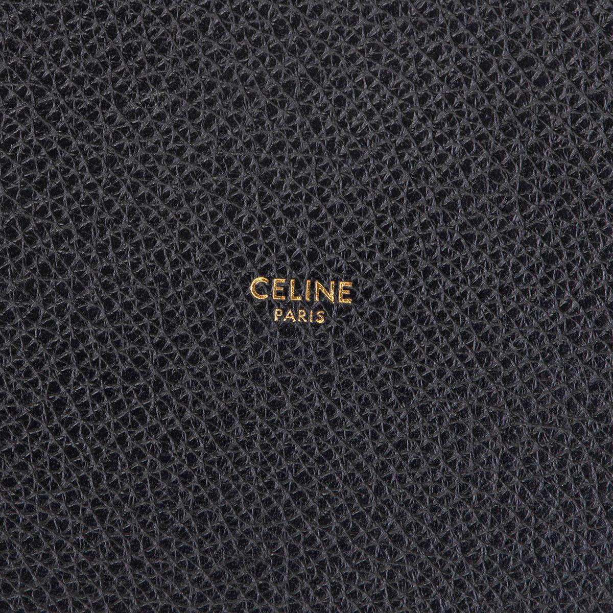Black CELINE black supple grained leather BUCKET 16 Shoulder Bag
