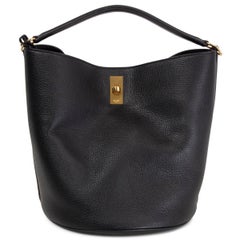 CELINE black supple grained leather BUCKET 16 Shoulder Bag