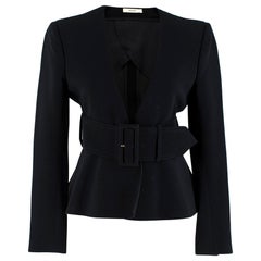 Celine Black Tailored Peplum Belted Jacket - Size US 6