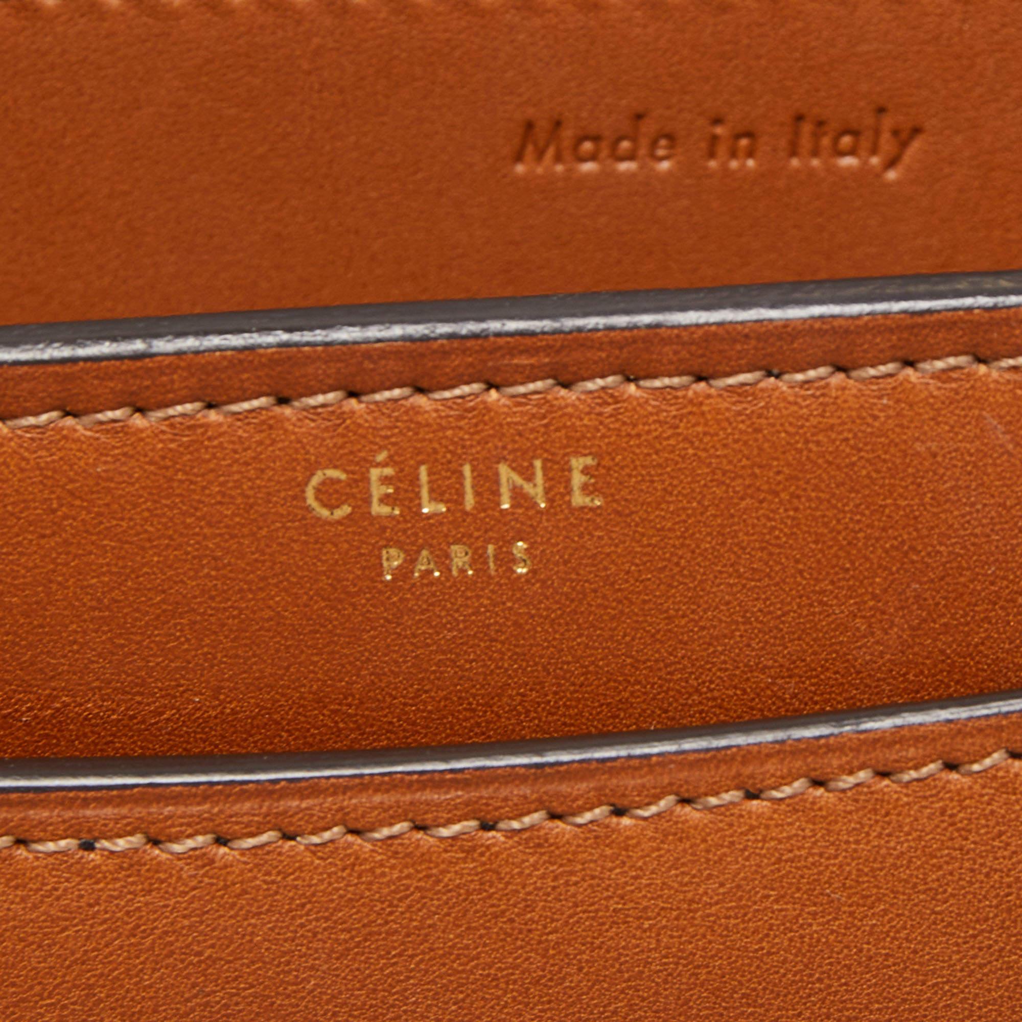 Celine Black/Tan Leather Large Case Flap Chain Bag 2