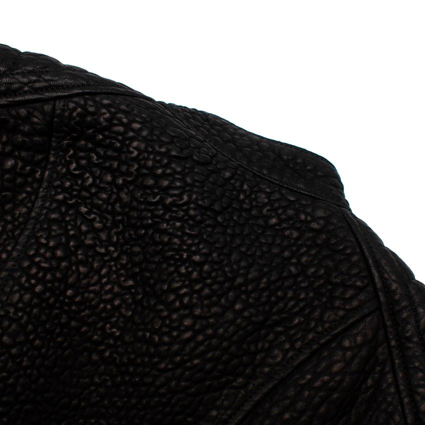 Celine Black Textured Lambskin Biker Jacket - Size US 6 For Sale 3