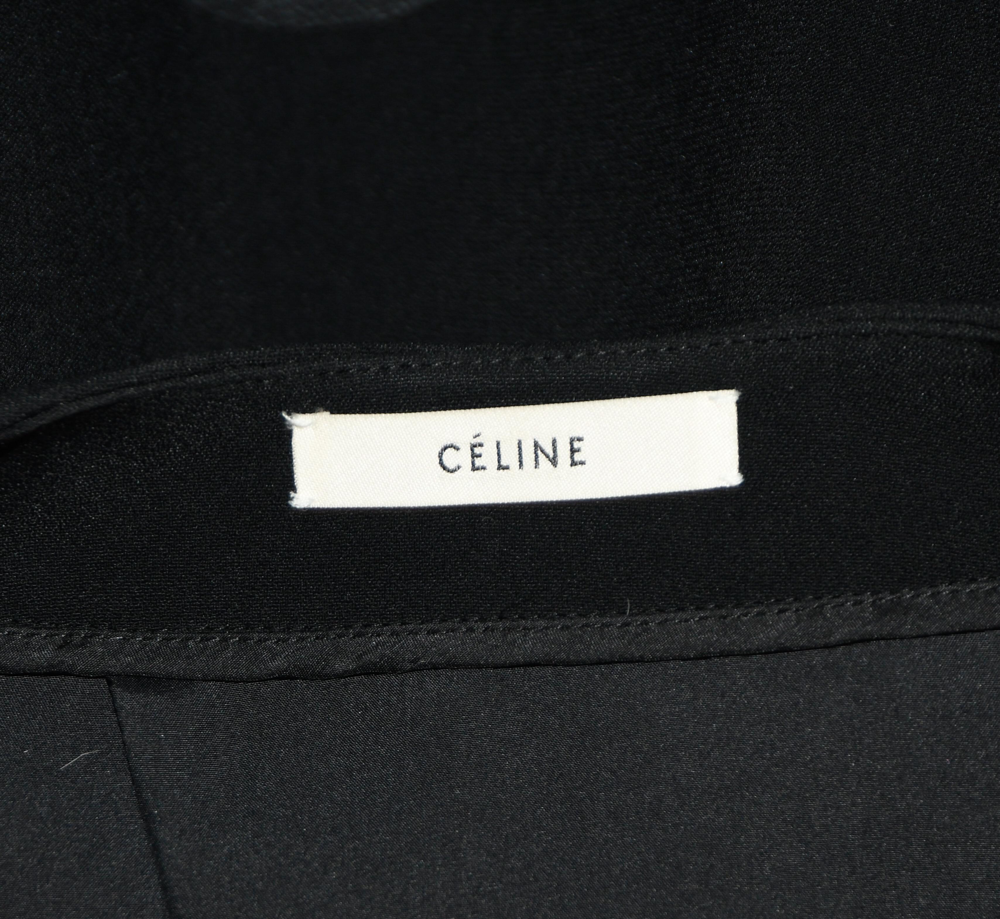 Celine Black V Neck Belted Jacket With Peplum 2012 Spring Paris Collection 40 EU In Excellent Condition For Sale In Palm Beach, FL