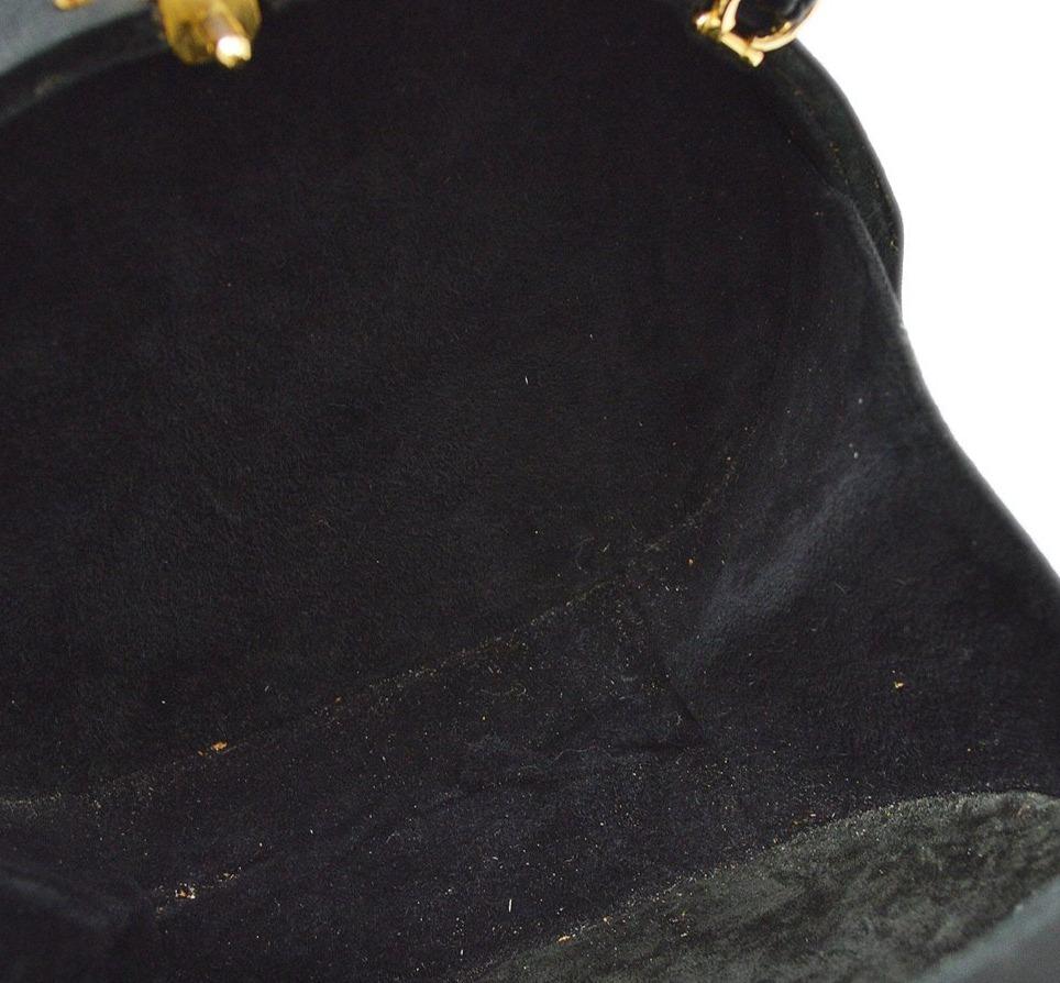 CELINE Black Velvet Gold Logo Shoulder Evening Clutch Bag Bag In Good Condition In Chicago, IL