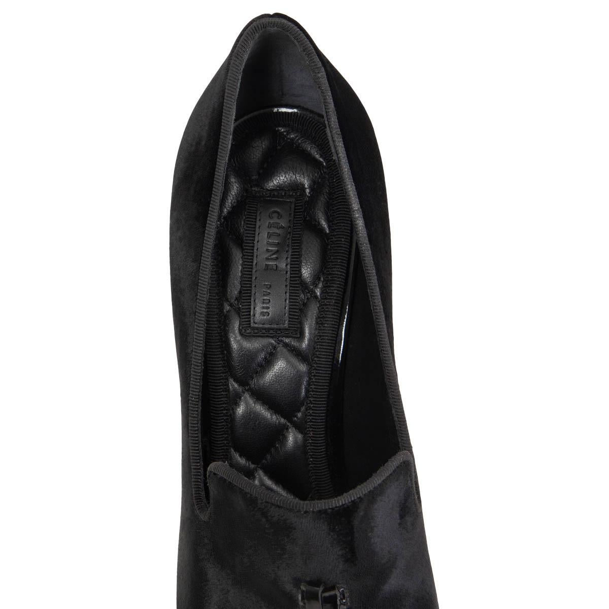 Black CELINE black VELVET TASSEL Pumps Shoes 40