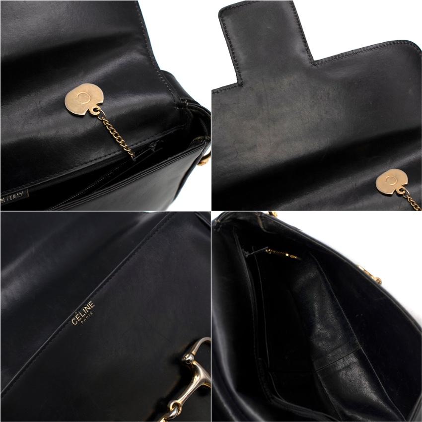 Celine Black Vintage Box Leather Horsebit Shoulder Bag 3