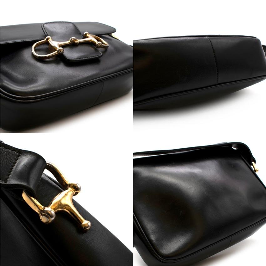 Celine Black Vintage Box Leather Horsebit Shoulder Bag 1