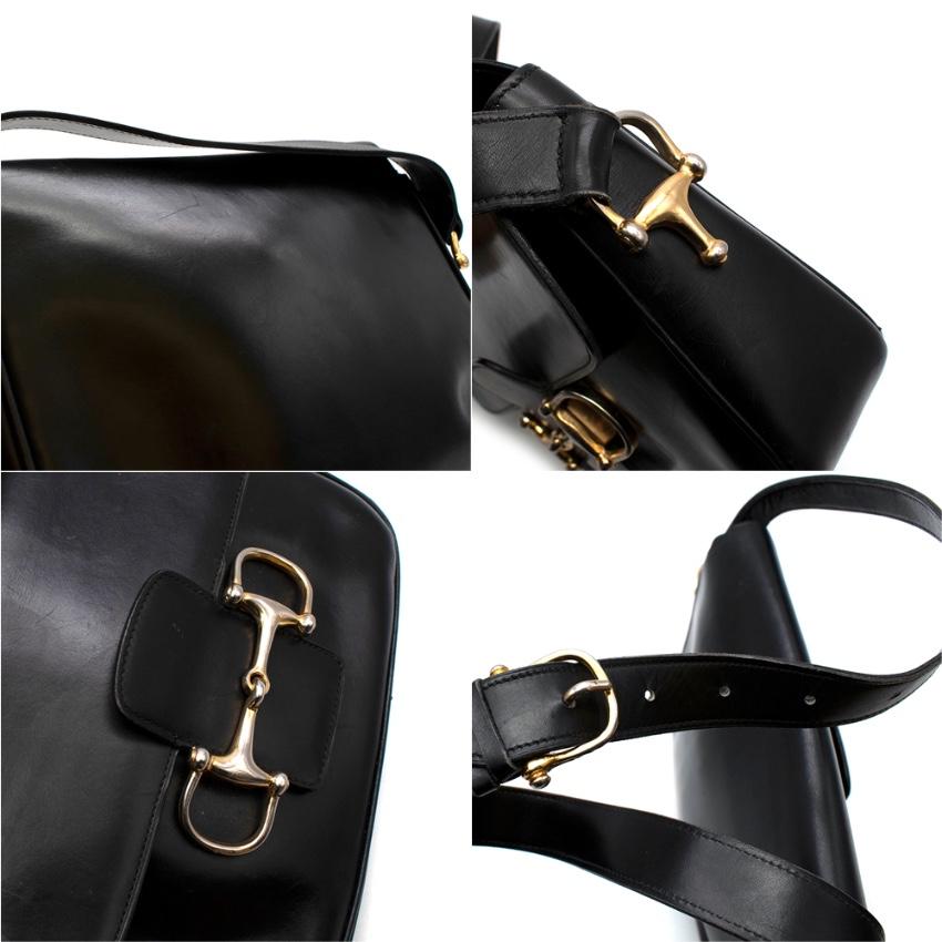 Celine Black Vintage Box Leather Horsebit Shoulder Bag 2
