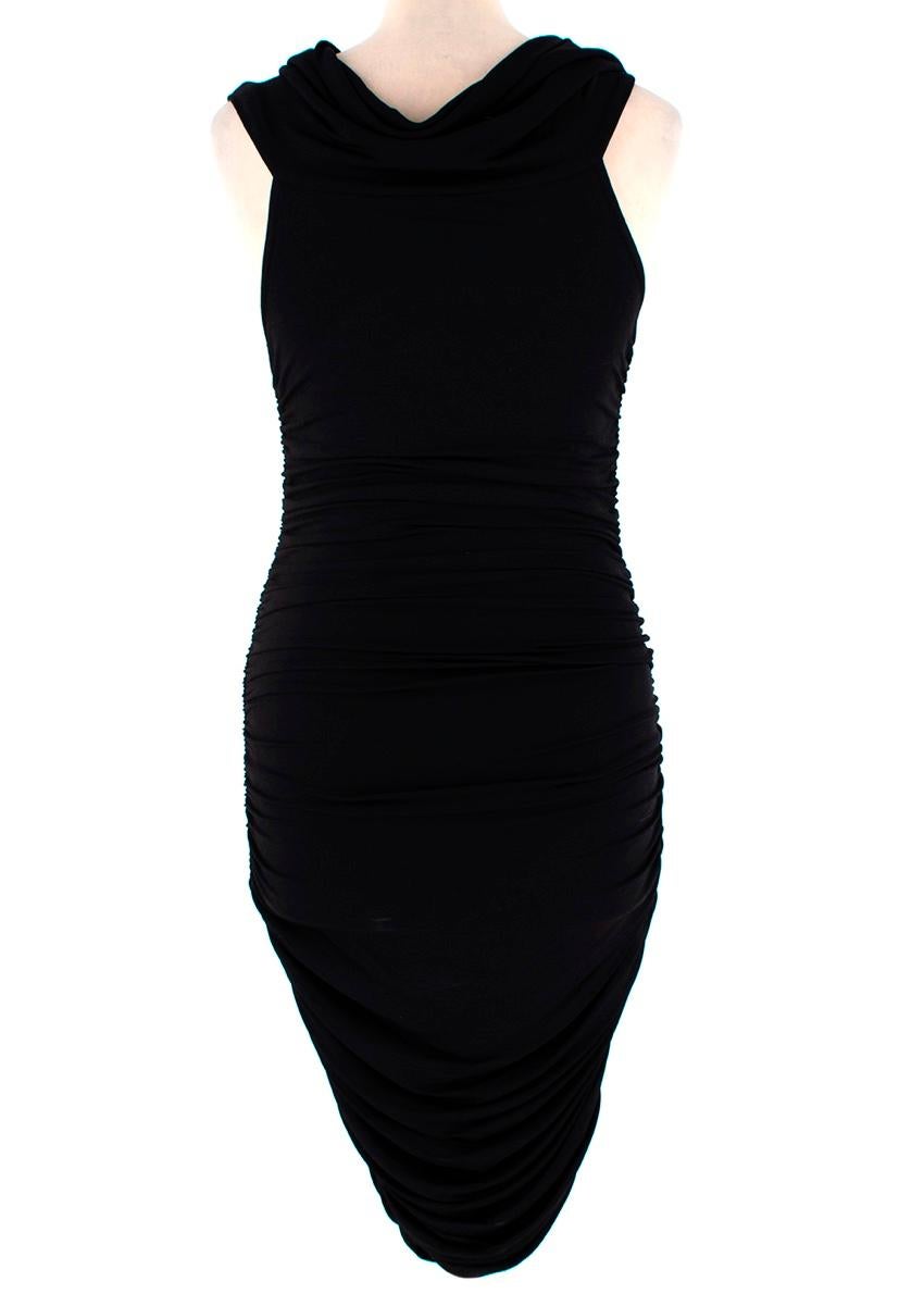 Celine Black Vintage Ruched Fitted Dress - Size M  In Excellent Condition For Sale In London, GB