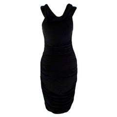 Celine Black Vintage Ruched Fitted Dress - Size M 
