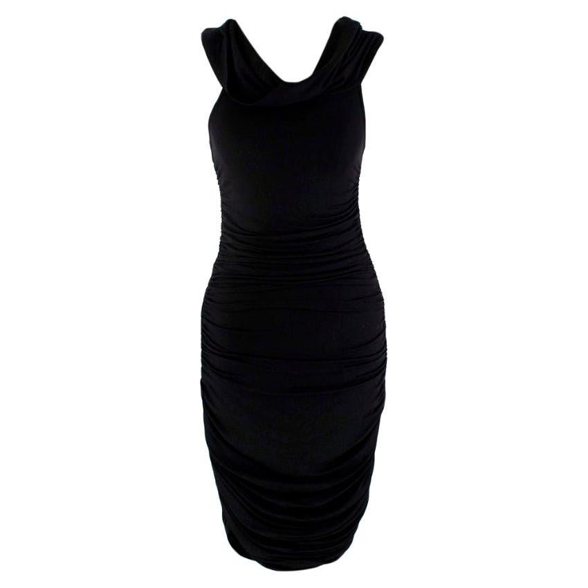 Celine Black Vintage Ruched Fitted Dress - Size M  For Sale