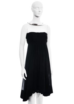 Celine black viscose a-line dress with metal halter-neck, ss 2008