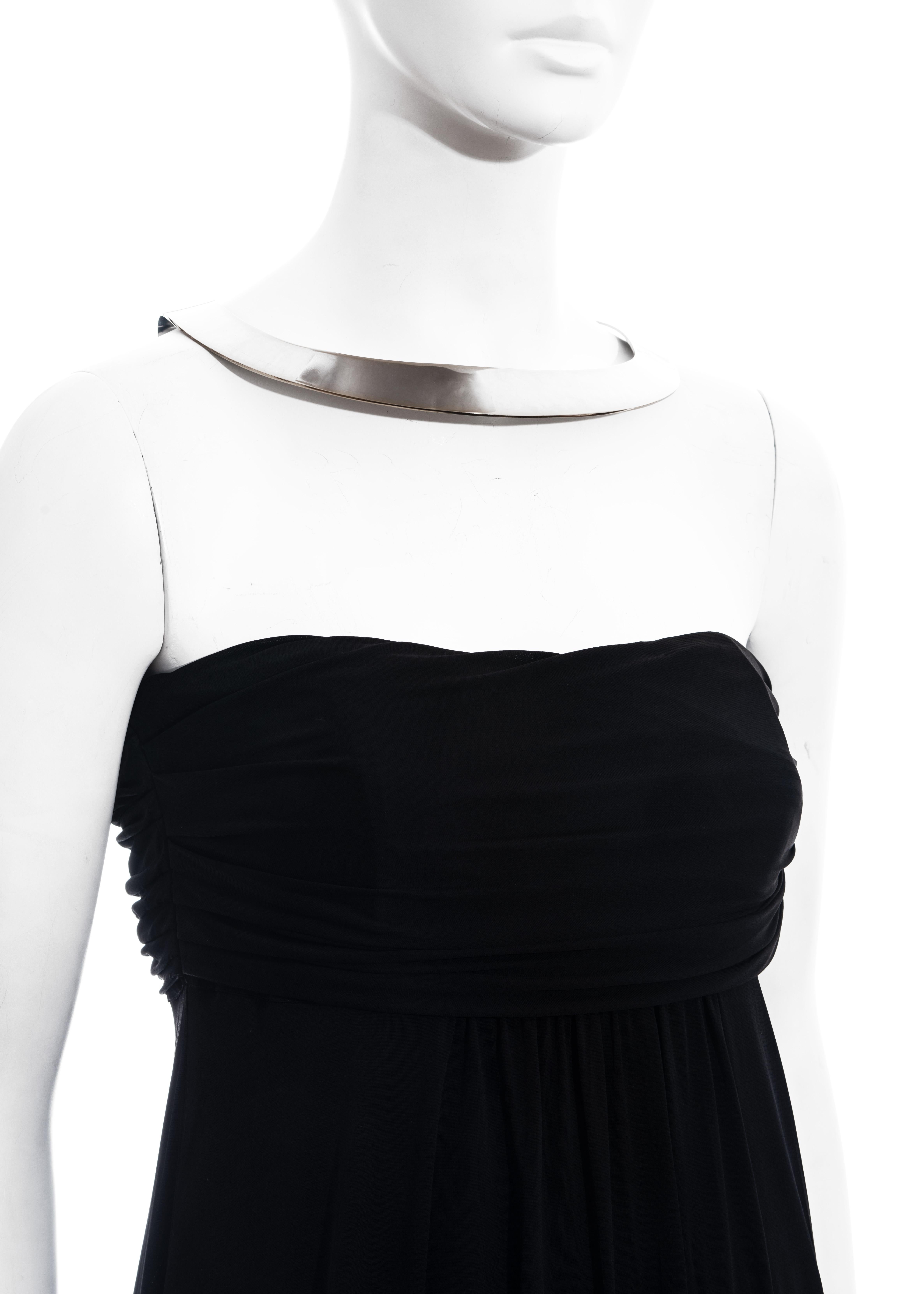Black Celine black viscose a-line dress with metal halter-neck, ss 2008 For Sale