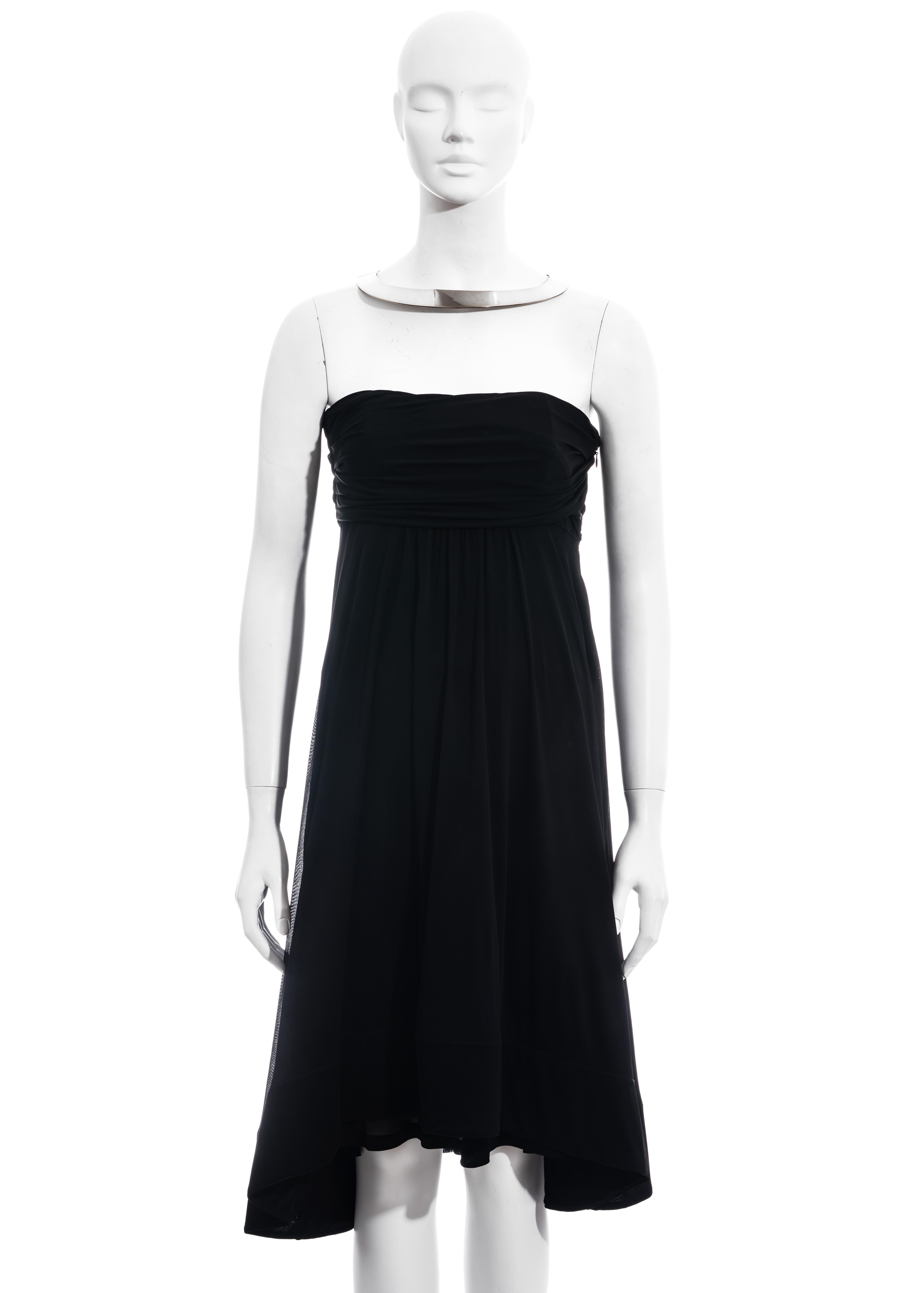 Women's Celine black viscose a-line dress with metal halter-neck, ss 2008 For Sale