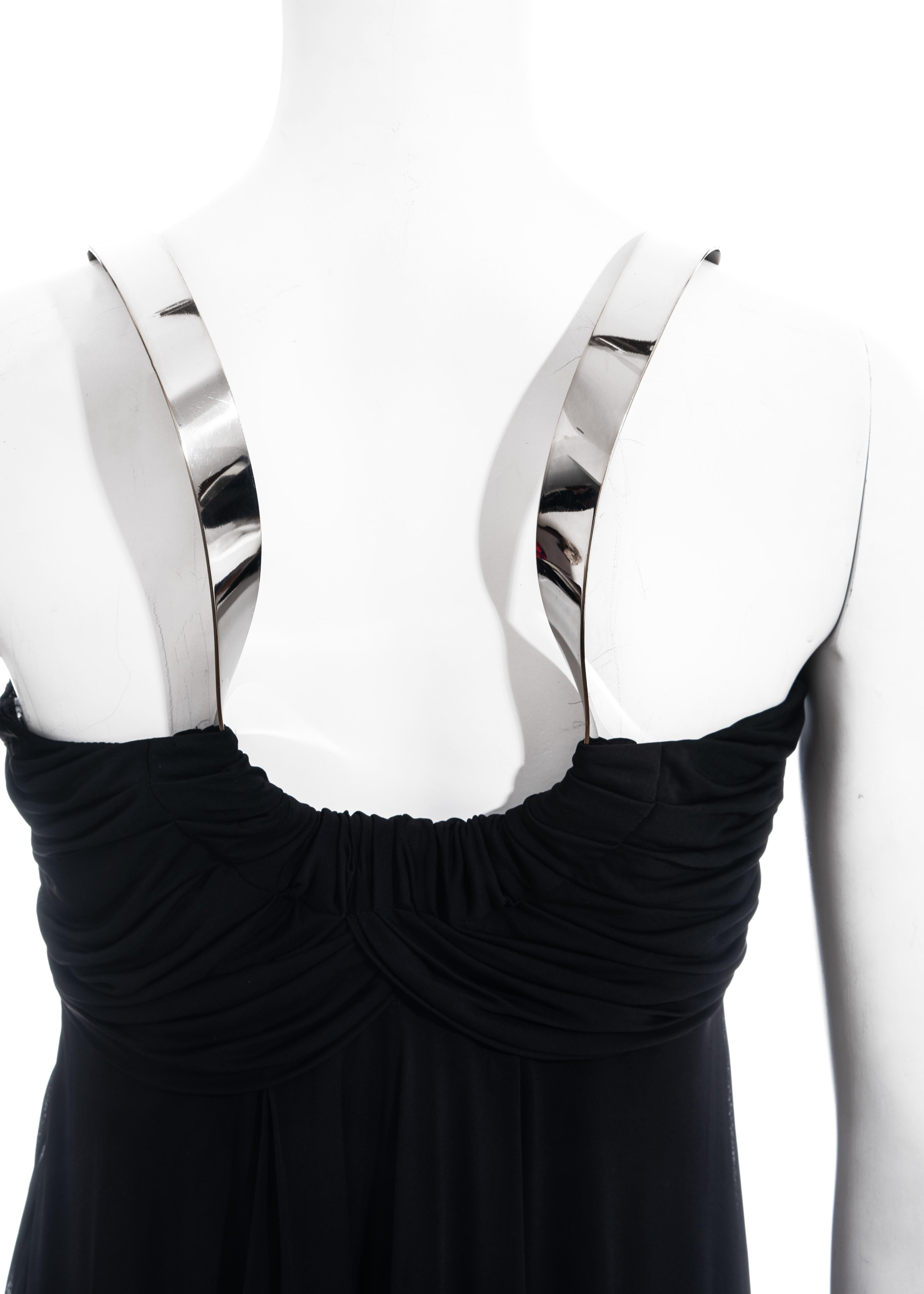 Celine black viscose a-line dress with metal halter-neck, ss 2008 For Sale 1