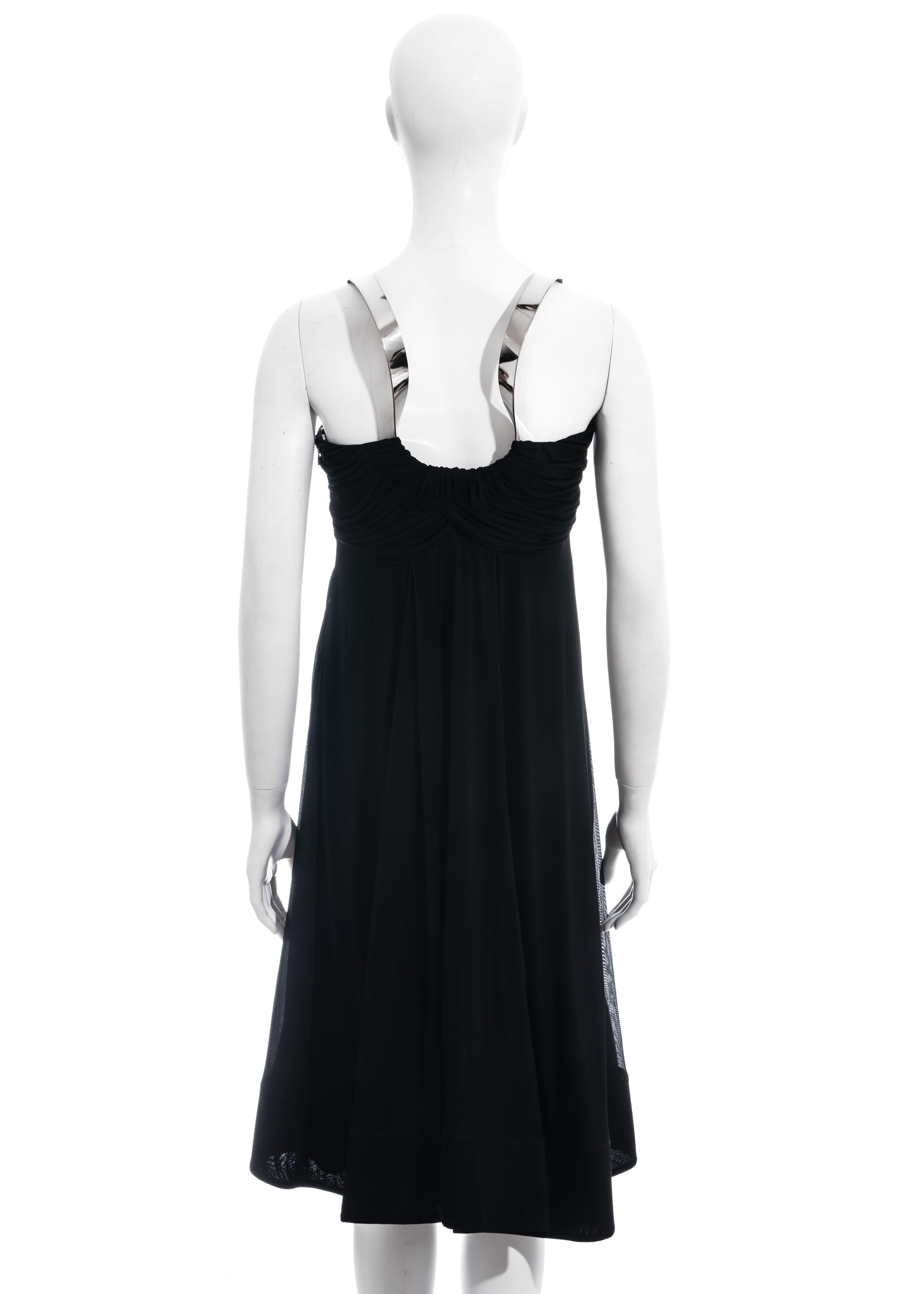 Celine black viscose a-line dress with metal halter-neck, ss 2008 For Sale 3