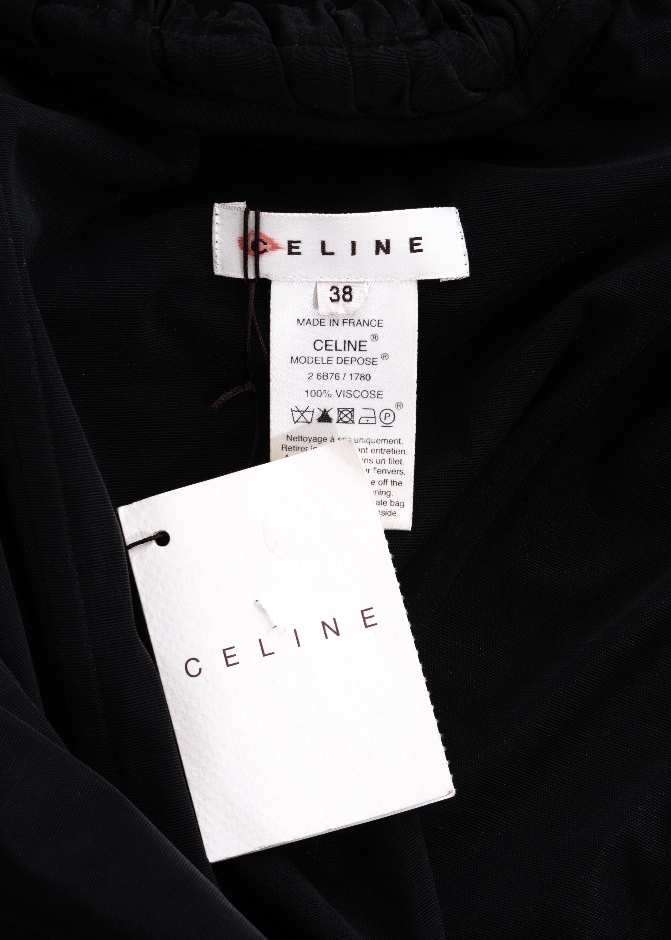 Celine black viscose a-line dress with metal halter-neck, ss 2008 For Sale 4