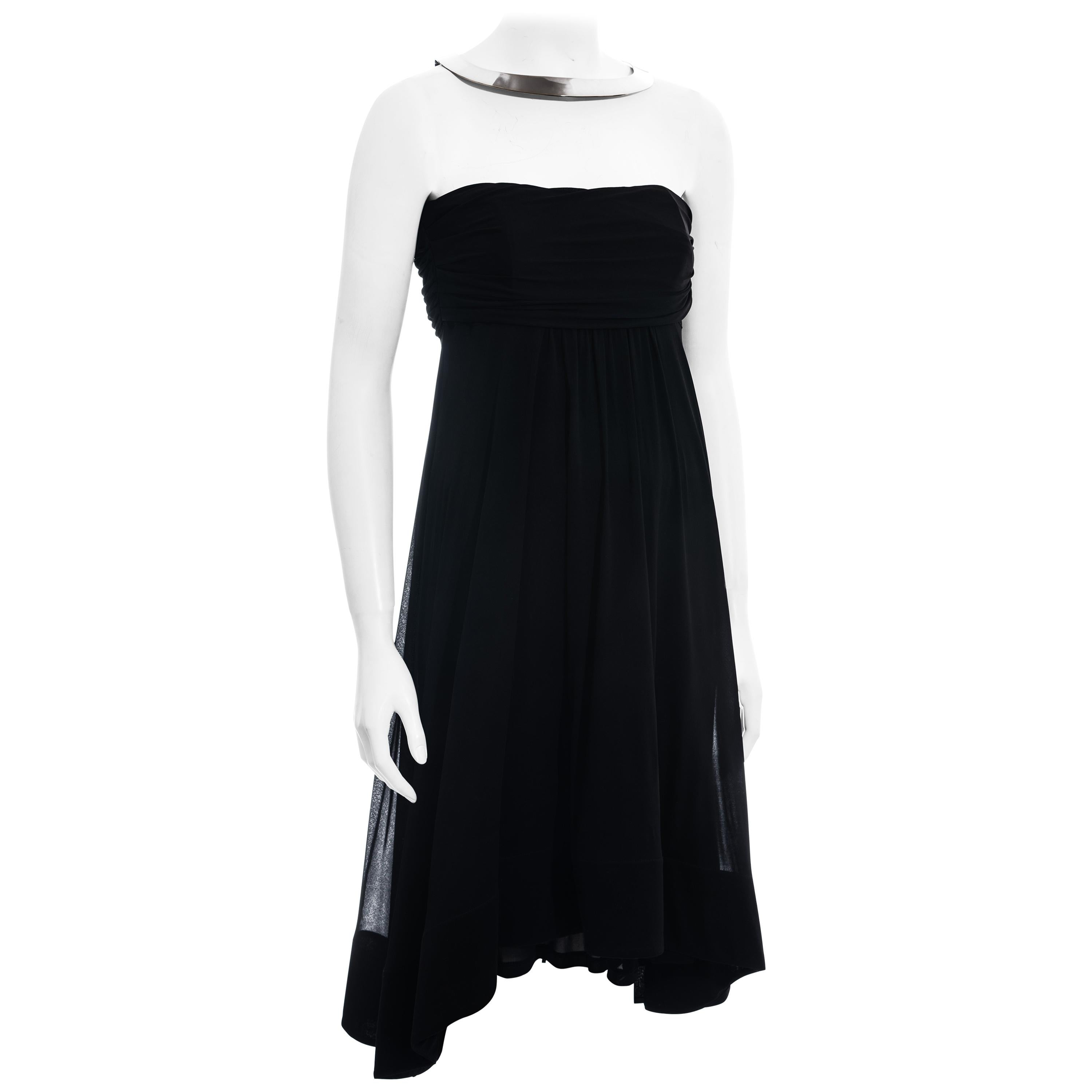 Celine black viscose a-line dress with metal halter-neck, ss 2008 For Sale