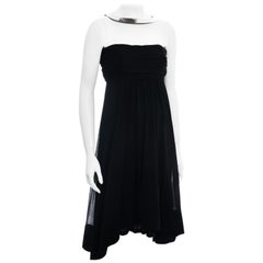 Schwarzes a-Linien-Kleid aus Viskose von Celine mit Metallhalsausschnitt, FS 2008