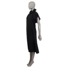 CELINE black viscose cAP SLEEVE TURTLENECK MIDI SHIFT Dress 38 S